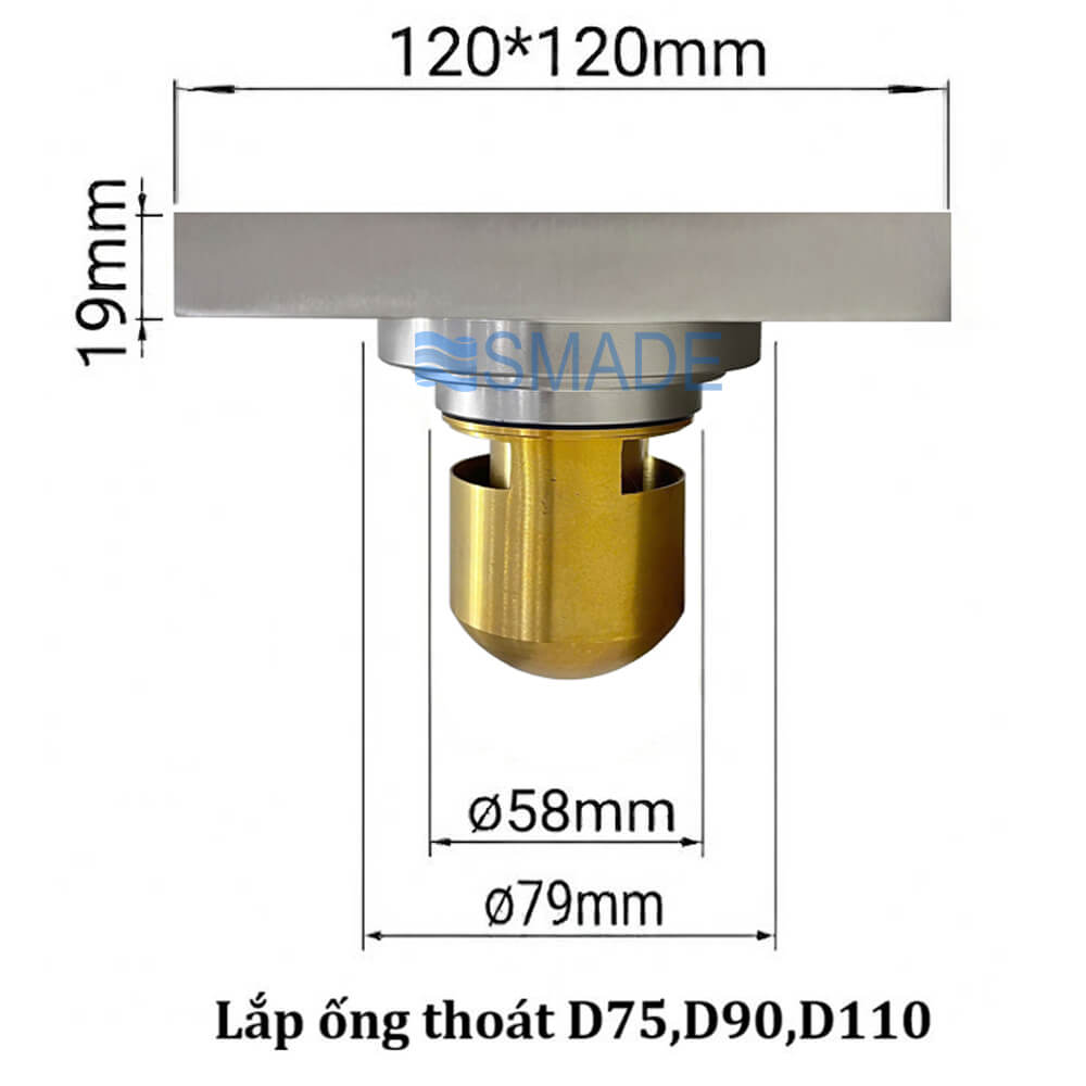 Phễu thoát sàn ngăn mùi CF5B D75/110