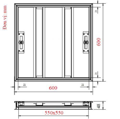 Nắp bể nước ngầm inox 304 kích thước 600x600m model S1-60