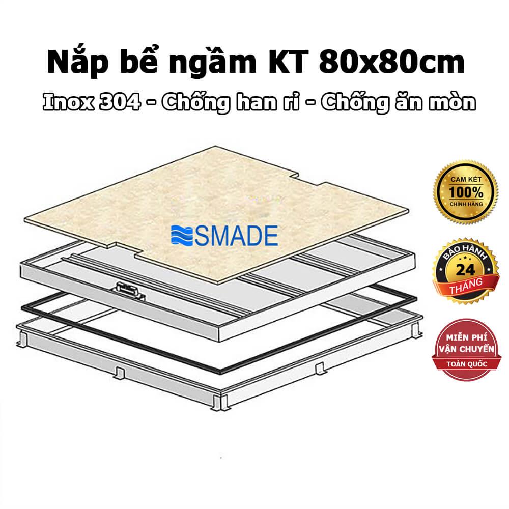 Nắp bể nước ngầm inox 304 kích thước 80x80 model S1-80
