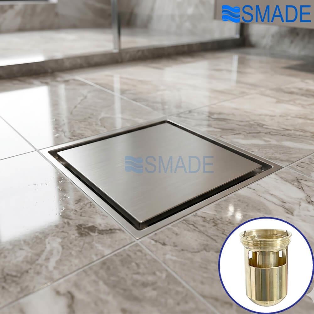 Phễu thoát sàn ngăn mùi lát gạch CF5B kích thước120x120, lắp ống D75/90/110